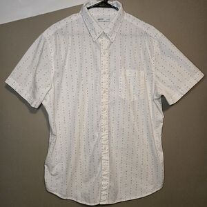 Sonoma Men's Geometric Pattern White Bottom Up 97% Cotton Pocket Size XL Preppy